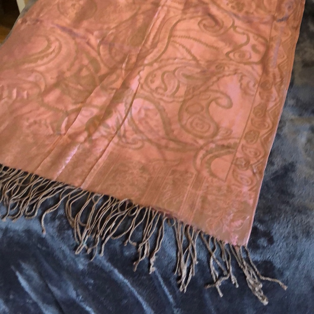 Pink & Cream Paisley Scarf w/ Shimmering Cotton